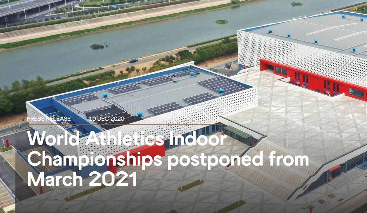 World Athletics Indoor Championships postponed from March 2021